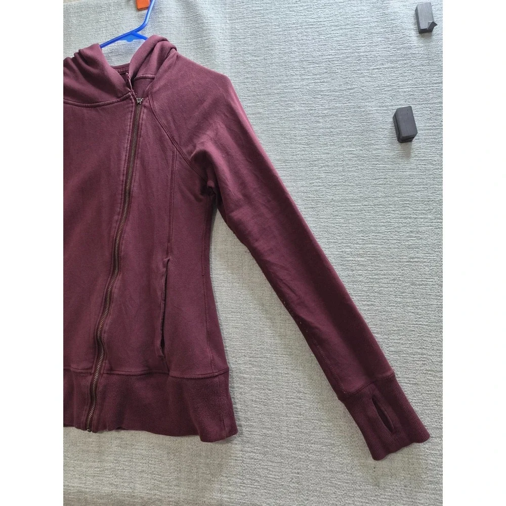 Nike Hoodie Womens Large Maroon Logo Cotton Fleece Lined Asymmetric Full Zip